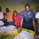 Electoral officials sort out ballot papers in Conakry.